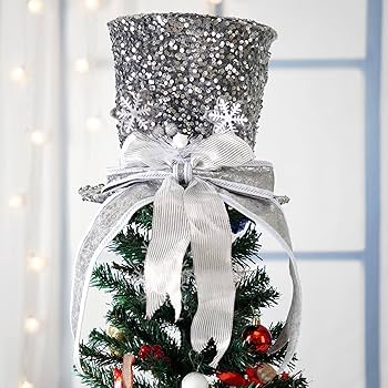 Amazon.com: PIKRONSH Christmas Tree Topper, Silver Shiny